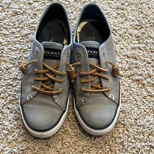 Sperry gray slip on sneakers